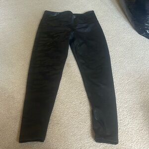 Black leather camo print leggings size M